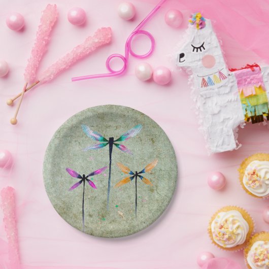 libellen waterverf rustige papieren bordje (Feest)