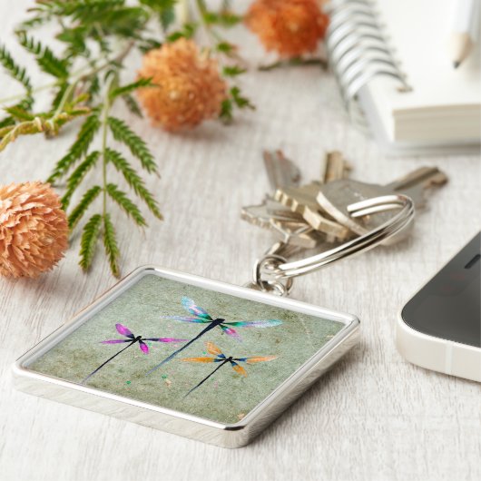 libellen waterverf rustige sleutelhanger (Zijkant)