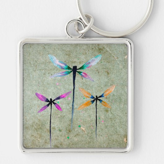 libellen waterverf rustige sleutelhanger (Voorkant)