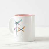 libellen waterverf rustige tweekleurige koffiemok (Voorkant links)