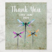 libellen waterverf rustige wijn etiket (Enkel label)