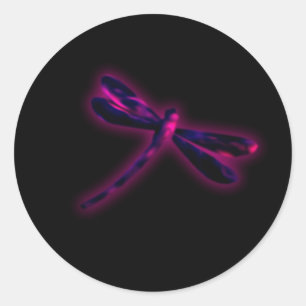 Libellenstickers - Magenta Gloed Ronde Sticker