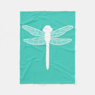 Libellesilhouet op turquoise fleece deken