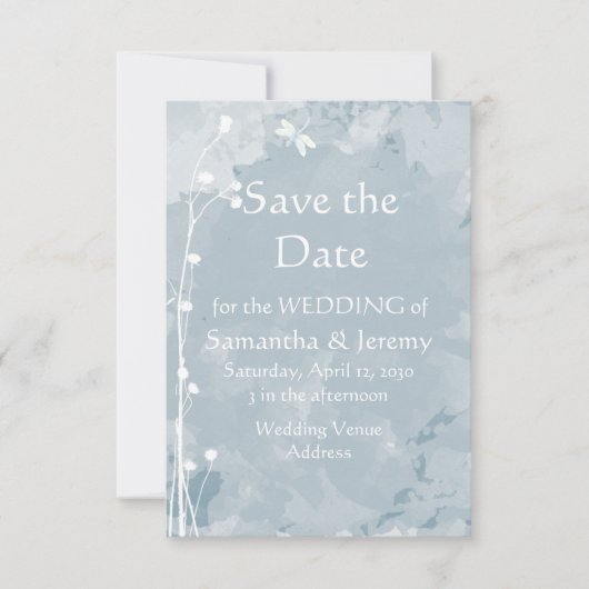 Libellule Aquarelle Bleu Vert Save the Date (Devant)