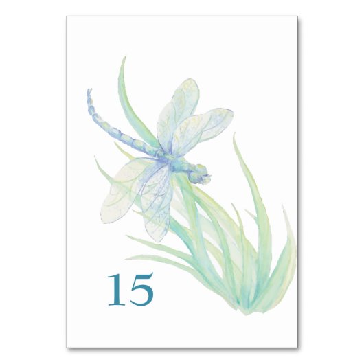 Libellule Aquarelle Bleue Verte Carte de Table Mar (Par défaut)