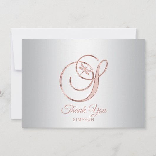 Libellule Argent Gris Rose Or Merci | S (Devant)