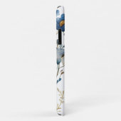 Libellule bleue et fleurs coque iPhone (Dos/Droite)