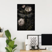 Libellule dans une impression de jardin floral som (Bureau à domicile)