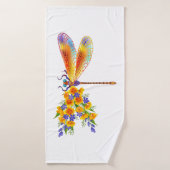 libellule de fleurs jaunes (Serviette de bain)