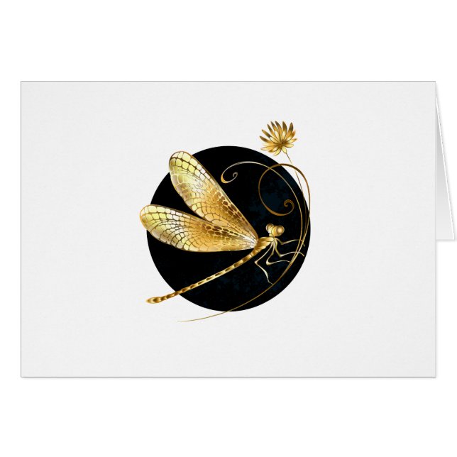 libellule d'or en cercle noir (Devant Horizontal)