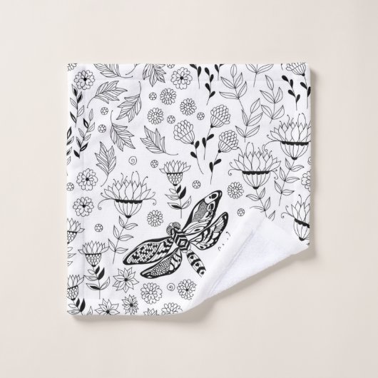 libellule et fleurs (Gant de toilette)