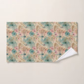 Libellule Fleurs Aquarelle Rose Turquoise Beige (Serviette à main)