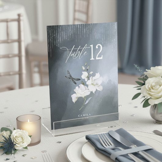 Libellule Floral Sweet 16 Bleu Numéro de Table ID1