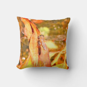 libellule jaune Coussin orange, yeux verts