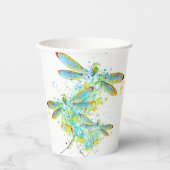 Libellule sarcelle éclaboussure Gobelets en papier (Recto)