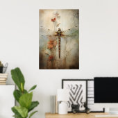 Libellule sur une impression de fleur, impression  (Bureau à domicile)