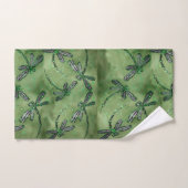 Libellules à ailes violettes sur fond vert doux (Serviette à main)