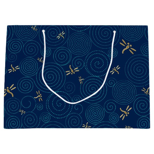 libellules dans la pluie grand sac cadeau (Devant)