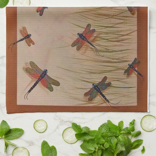 libellules "dansant serviette dans marais" (Plié)