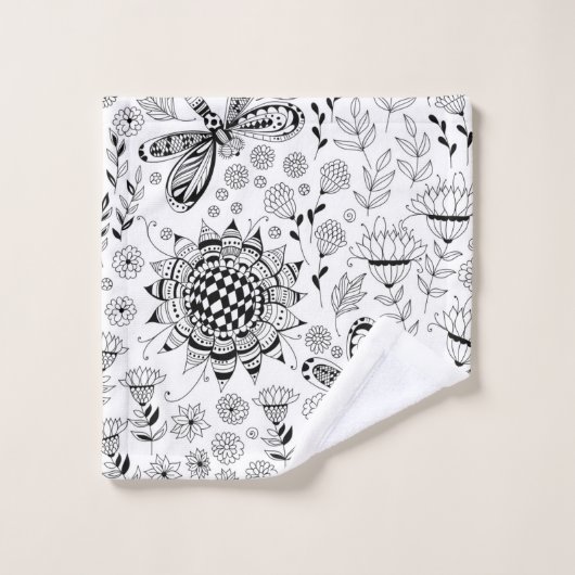 libellules et fleurs (Gant de toilette)