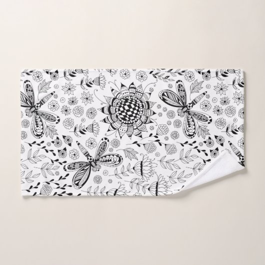 libellules et fleurs (Serviette à main)