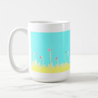 Libellules et tasse de café de fleurs