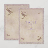 Libellules violettes et dorées Numéro de table lib (Devant / Derrière)