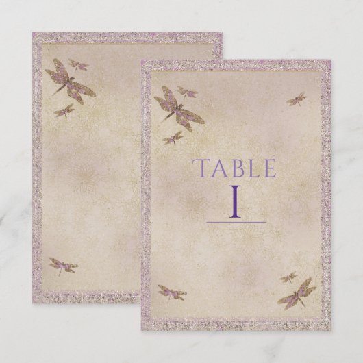 Libellules violettes et dorées Numéro de table lib (Devant / Derrière)