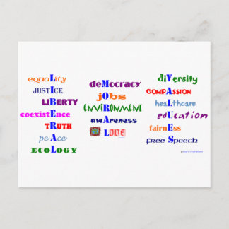 Liberale morele waarden briefkaart