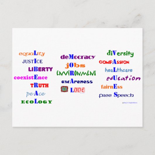 Liberale morele waarden briefkaart (Voorkant)