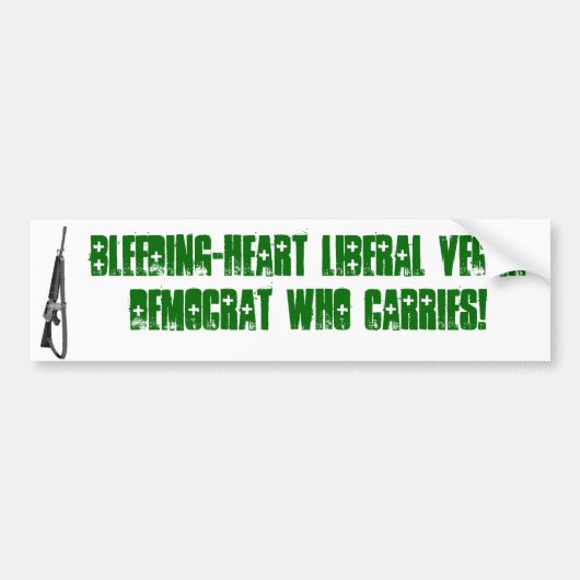 liberale vegandemocraat met bloeding en hart bumpersticker (Voorkant)