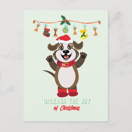 Libérez la joie de Noël Chien Carte postale (Devant)