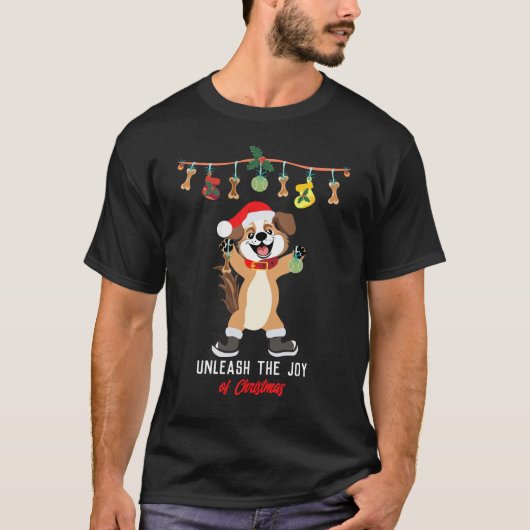 Libérez La Joie De Noël Chien T-Shirt (Devant)