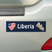Liberia Flag Heart + Map Bumpersticker (Op auto)