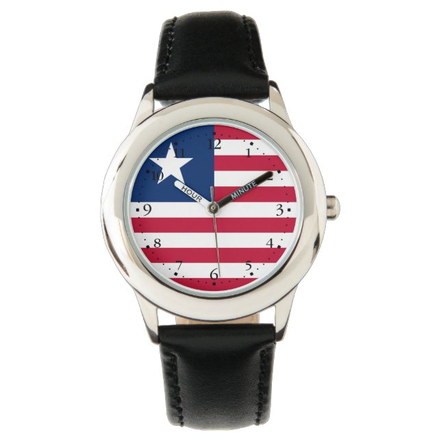 Liberia Flag Horloge (Voorkant)