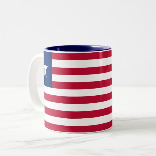 Liberia Flag Tweekleurige Koffiemok (Voorkant links)