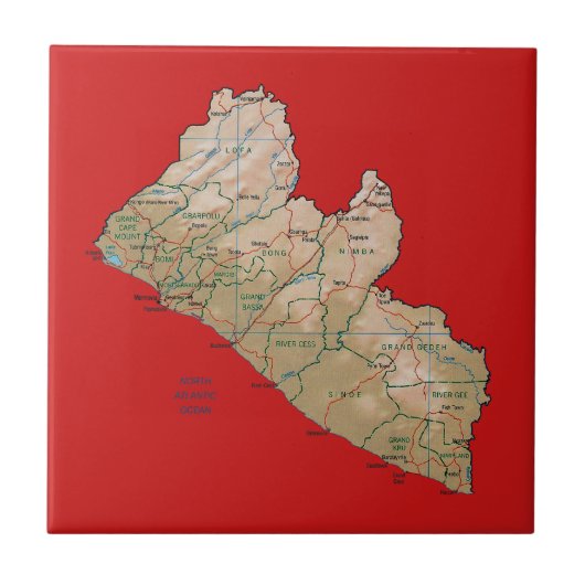 Liberia Map Tile Tegeltje (Voorkant)