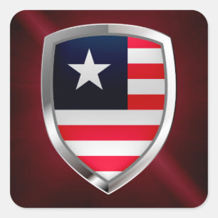 Liberia Metallic Emblem Vierkante Sticker