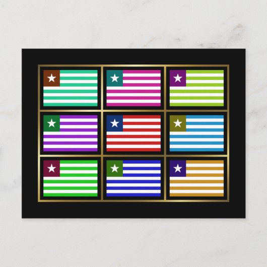 Liberia Multihue Flags Briefkaart (Voorkant)