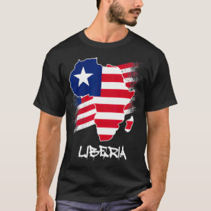 Liberiaanse vlag met Africa Map Love Liberia Liber T-shirt