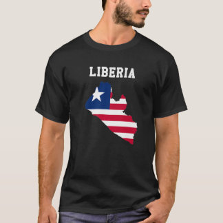 Liberiaanse vlag op de binnenkaart van Liberia T-shirt