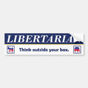 Libertarian - Denk buiten je doos na - Bumper stic Bumpersticker