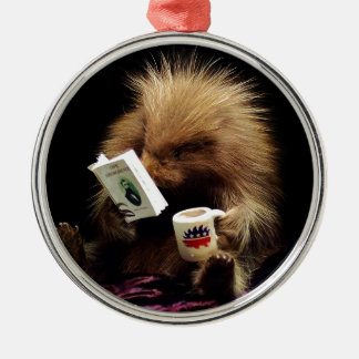 Libertarian Porcupine Mascot Civil Disgehoorzaamhe Metalen Ornament