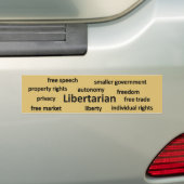 Libertarian Values and Philosophy Label Cloud Bumpersticker (Op auto)