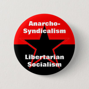libertariële socialistische knoop van anarcho-synd ronde button 5,7 cm