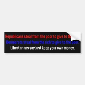 Libertariërs laten je geld houden bumpersticker