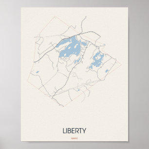 Liberté, carte de rue de Maine Poster –
