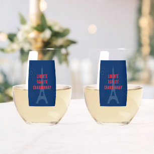 Liberté Égalité Chardonnay Grappige Eiffeltoren Wi Wijnglas Zonder Voet
