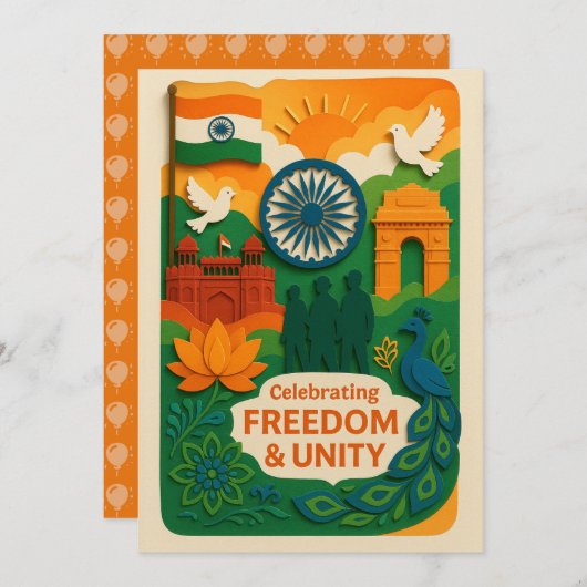 Liberté et Unité Inde Carte (Devant / Derrière)