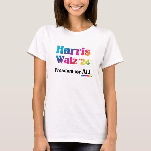 Liberté pour tous LGBTQ Harris Walz T-shirt (Devant)